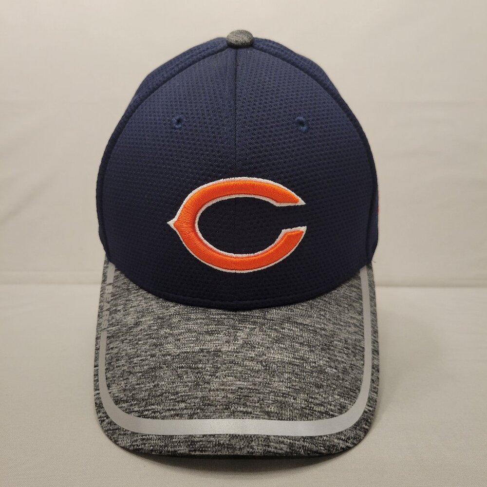 Chicago Bears New Era 39thirty Navy Grey Stretch Baseball Hat Cap Size Med/Lar